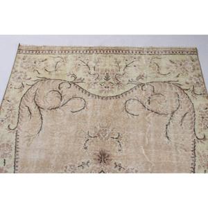Vintage Rug, 4.3x8 ft Turkish Rug, <b>Brown</b> Polka dot <b>Wool</b> Rug - Product Image 5