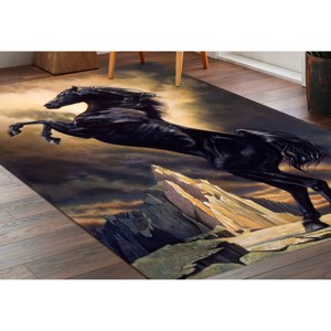 Tapis Black Stallion : Tapis à motif animal, Décoration de bureau, Tapis fin non tissé - Product Image 5