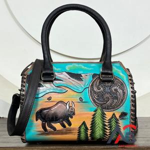 Sac de voyage en cuir de vachette artisanal de qualité supérieure, style western, nouveau, sac à main de voyage peint à la main pour femmes - Product Image 1