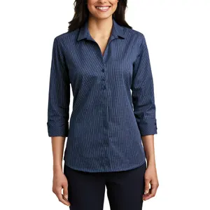 Yeni tasarım en kaliteli bayan resmi gömlek gündelik giyim şık dokuma kumaş gömlek kadın ihracat bangladeş