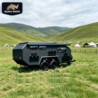 Remorque de camping tout-terrain à double essieu, remorque de camping portable avec salle de bain pour l'aventure 4x4