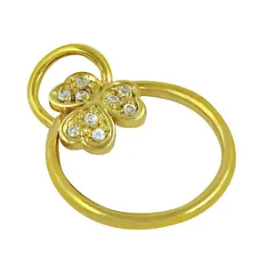 Anillo de Diamantes en Forma de Trébol, Chapado en Oro, Estilo Abierto para Mujer, Elegante Incrustación de Acero Inoxidable, Número de Moda, Regalo Moderno - Product Image 2