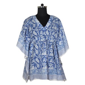 Wholesale Islamic Women Clothing Abaya Short Caftan 2025 Hand Block Printed Dress Affordable African Traditional Dashiki <b>Kaftan</b> - Product Image 6