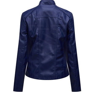La mejor chaqueta de cuero para mujer a la moda con cuello levantado, lo último en técnicas de punto transpirables sólidas, teñidas Lisas para uso en exteriores en invierno - Product Image 3