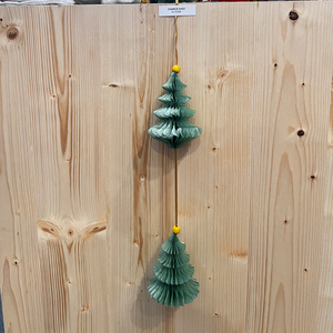 Guirlande de Noël en papier, décorations suspendues, ornement en papier de soie vert et jaune pour la décoration murale de fête de fin d'année - Product Image 3