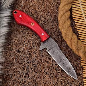 Wholesale OEM Damascus Steel Hunting Outdoor <b>Knife</b> Logo Pakka Wood Handle Leather <b>Sheath</b> High Durability Full Tang EDC Trending - Product Image 2