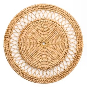 Sets de table bohème napperons en rotin pour décor de table ronde napperon fleur de forme ronde en gros Vietnam - Product Image 3