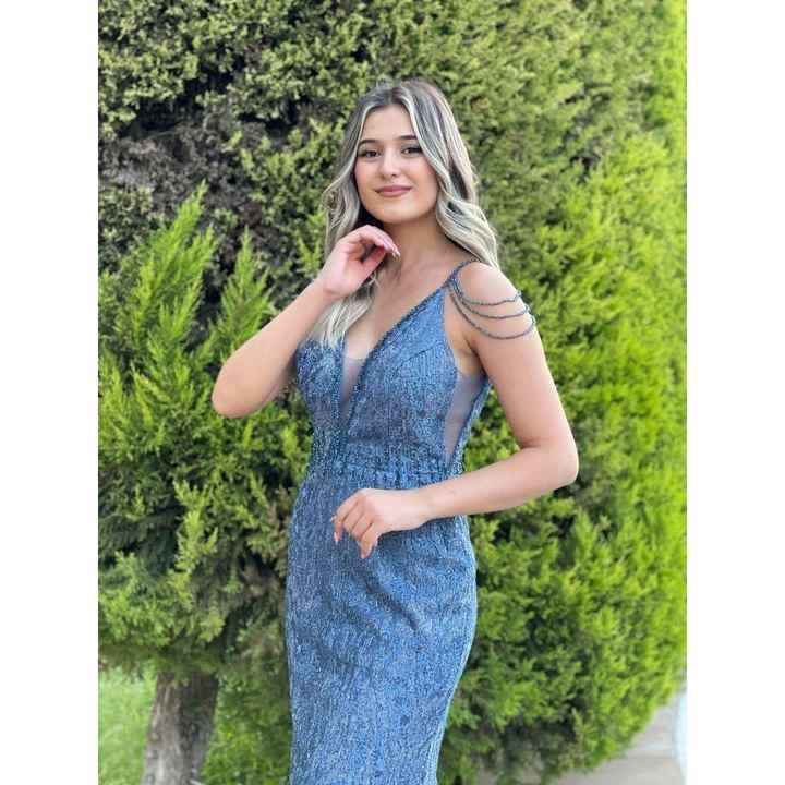 Stars Women's Embroidered Lurex Fabric Stone Embroidered Evening Dress My3266 3266