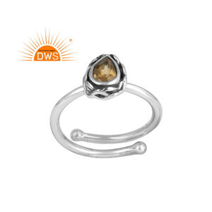 Diseño hecho a mano de plata esterlina oxidada Natural Citrino Piedra preciosa Anillo ajustable Fabricante de joyería personalizada - Product Image 1