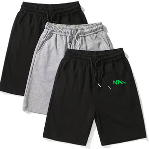 Breathable High Quality Customized <b>Men</b> Loose Fit 100% Cotton Heavyweight <b>Baggy</b> Solid High Street Style <b>Shorts</b> with Logo - Product Image 5
