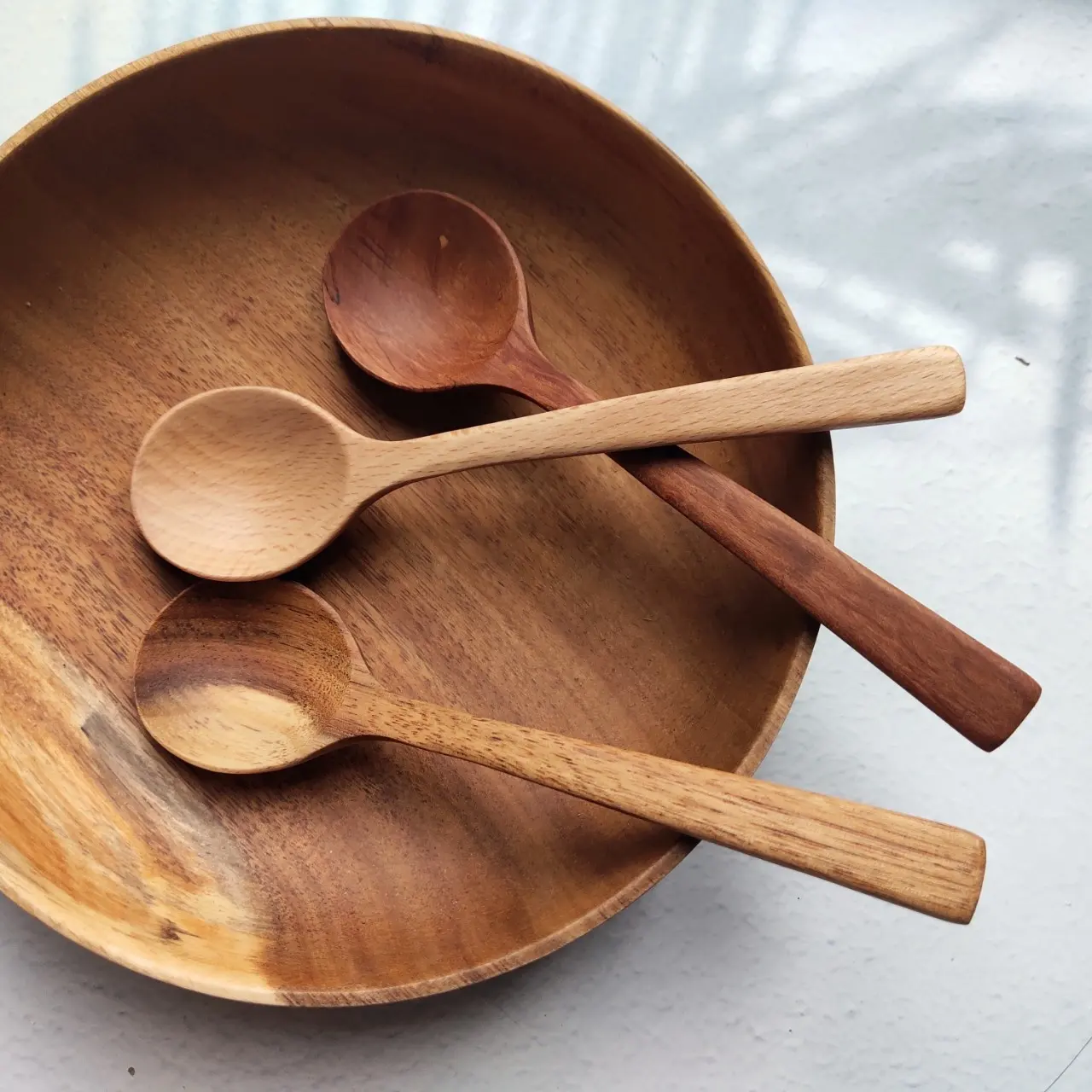 Cheap Natural Round Wooden Spoons For Soup Making, Tea, Coffee And Kitchen Accessories From Vietnam