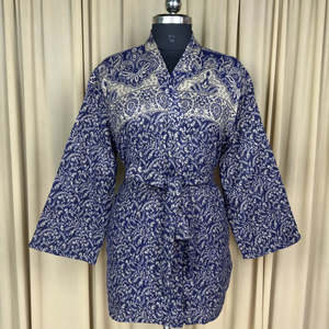 Women's Wool Blend Winter <b>Kimono</b> Cozy Floral <b>Cardigan</b> Dressing Loungewear Handmade Warm Jacket for Mom Short Robe Perfect Gift - Product Image 1
