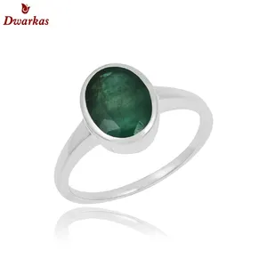 Bijoux de conception classique bague en pierres précieuses ovale teinte émeraude en argent sterling 925 pour bijoux de vente en ligne