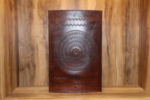 Unique Seven Stone Embossed Leather Brass C Lock <b>Journal</b> Stone Book Dairy with Wood Free Handmade Deckle Edge Paper - Product Image 3