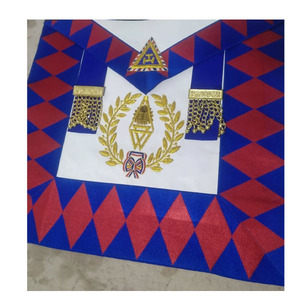 Delantal de Gran Arco Real inglés de alta calidad bordado rojo y azul con cuello de cadena delantal azul Lodge Azul Real de alta calidad - Product Image 1