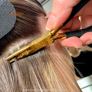 Professional <b>Hair</b> Extension Plier Multi-Function Gold Color Coated Black <b>Grip</b> Handle <b>Hair</b> Extension Pliers - Product Image 5