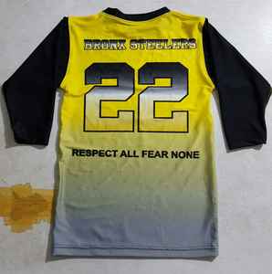 Derniers t-shirts à manches longues décontractés personnalisés en jersey spandex de coton teints à l'immersion pour hommes col en O broderie imprimée logo tricoté - Product Image 3