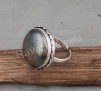 2025 qualité supérieure solide 925 bijoux en argent Sterling 925 bague en argent 15mm Madagascar Labradorite Cabochon femmes femme bijoux