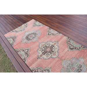 Tapis vintage de 3,6 x 8,5 pieds, tapis turc, tapis oriental en laine rouge et bleu - Product Image 3