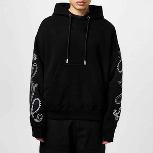 Sweat à capuche d'hiver pour homme en coton mélangé, avec logo personnalisé, polaire épaisse avec poche, respirant, streetwear de luxe - Product Image 1
