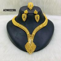 Juego de Joyas Chapadas en Oro con Elegante Diseño de Hojas, para Mujer, Joyería de Novia Etíope, Gran Venta