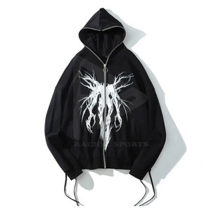 Sudaderas con cremallera completa personalizadas de estilo callejero en blanco liso a granel sudaderas con cremallera completa de invierno logotipo personalizado de alta calidad de punto para hombres - Product Image 1