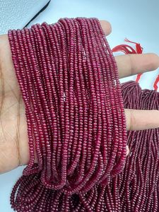 Venta al por mayor de fabricación india, lote de cuentas de piedras preciosas naturales de 3mm-5mm de buena calidad con forma de Rondelle liso de rubí Longido hecho en Jaipur - Product Image 3