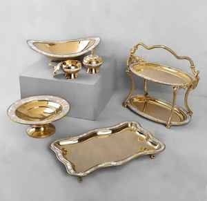 Ensemble de plateaux de service en acier inoxydable avec poignée à motif floral, écologique, rectangulaire, poli, compatible lave-vaisselle, pour la maison et les restaurants - Product Image 3