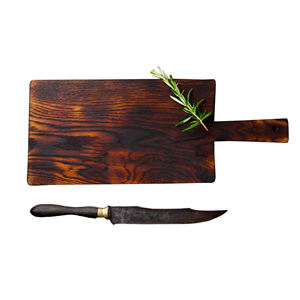 Tabla de cortar y cortar de madera de Acacia de Color con acabado quemado de madera Natural con mango para uso en hoteles Regalos de madera de excelente calidad - Product Image 1