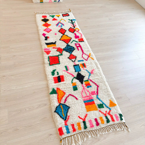 พรมขนปุยขนแกะพรมปูพื้นสไตล์โมร็อกโกทำด้วยมือลายชนเผ่าเรขาคณิตแบบแอบสแตรกต์สำหรับโถงทางเดินและห้องนั่งเล่น - Product Image 1