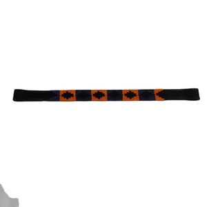 Bandeaux de polo de cheval en cuir de qualité supérieure rouge et or avec bande noire cousue à la main en forme de U - Product Image 1