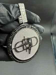 จี้เพชรโมอิสซาไนต์สีดำและสีขาวทรงกลมประดับเพชรเต็มวง  ทำจากเงินแท้ 925 สไตล์ฮิปฮอป ราคาประหยัด - Product Image 2