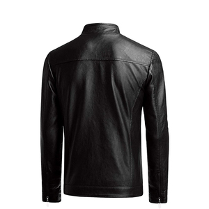 Veste pour homme en cuir véritable à col montant et fermeture éclair, style streetwear, séchage rapide, coupe slim, printemps - Product Image 6