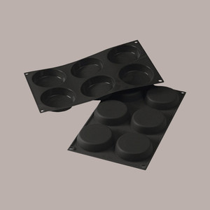 Single-Portion <b>Baking</b> & Pastry Tool Black <b>Silicone</b> Disc Mold for Sweet and Savoury Dishes 8 cm Diameter 1.8 cm Height - Product Image 1