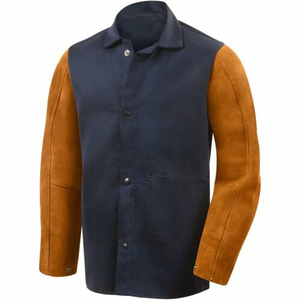 Genuine Cowhide Suede Split Leather Welding Jackets Safety Welding <b>Clothing</b> Heat Cut <b>Resistance</b> <b>Fire</b> - Product Image 1