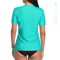 Blijf klaar voor het strand: Dames UPF 50+ handgemaakte bikini met aangepast logo en paillettenprint, 1-delig, milieuvriendelijk, geschikt voor surfen, zwemmen en strand.