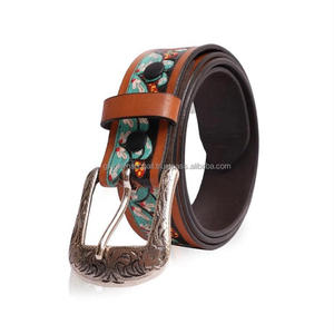 Luxury Cowboy Western <b>Leather</b> Tooling <b>Belt</b> Floral Embossed Full Grain Genuine Cowhide Tan <b>Leather</b> <b>Belt</b> <b>for</b> <b>Men</b> Women - Product Image 6