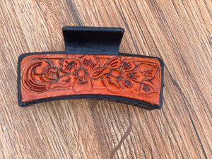 New Arrival Hot Selling Western Stylish Handmade Tooled Engraved Leather <b>Hair</b> Claw <b>Clips</b> Leather Claw <b>Hair</b> Accessories for Women - Product Image 2