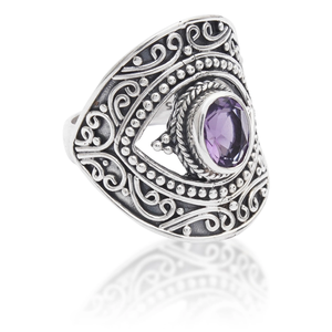 Designer 925 Sterling Silver Cute Gemstone <b>Ring</b> Purple Amethyst Eco-friendly Unisex <b>Statement</b> <b>Ring</b> for Parties Anniversaries - Product Image 2