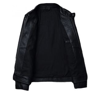 Chaqueta de Cuero Vacuno de Alta Calidad para Hombre, Chaqueta de Motociclista de Cuero Genuino Natural para Primavera - Product Image 3