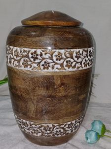 10.5" Handmade Mangowood Urns Memorial Wooden <b>Keepsake</b> Adult <b>Ashes</b> Funeral Urns with Designer Urn <b>for</b> Human & Pet <b>Ashes</b> - Product Image 3