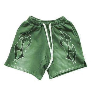 Personalizado 2025 hombres lavado con ácido corto de diamantes de imitación ropa casual algodón hecho al aire libre desgaste de los hombres pantalones cortos con apliques angustias - Product Image 1