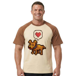 Camiseta Deportiva 100% Algodón para Perros, Diseño Animado Coeur Pixel, Corte Holgado y Transpirable, Material Jersey de 240 Gramos - Product Image 2