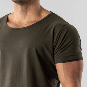 T-shirt d'été 100% en coton pour hommes à séchage rapide avec ourlet incurvé Design de fond léger - Product Image 5