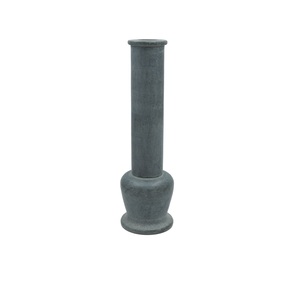 Bougeoir élégant en pierre de savon grise 950g 10x3 pouces fabriqué à la main en Inde Décor de qualité supérieure pour la maison Mandir et les cadeaux de fête - Product Image 1
