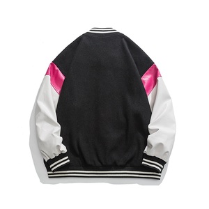 แจ็กเก็ตผ้ากำมะหยี่สำหรับผู้ชายแจ็คเก็ตบอมเบอร์เลตเทอร์แมนแขนเสื้อหนังปักลายสำหรับใส่ไปเรียนเบสบอล - Product Image 2