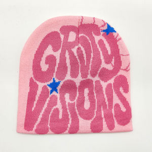 Gorro Reversible de Punto Jacquard con Diseño Gráfico Personalizado, Estilo Urbano Y2K, de Alta Calidad, Transpirable e Impermeable - Product Image 1