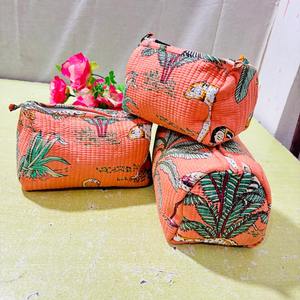 Écologique Résistant À L'eau Durable Matelassé Bloc Imprimer Grand Vintage Style Coton pour Cas Fermeture À Glissière pour les Femmes - Product Image 3