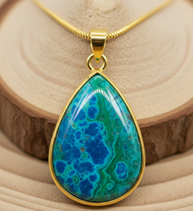Personalizable 925 plata esterlina delicada cadena 18K oro gota forma colgante bohemio Natural crisocola curación cristal moda - Product Image 2