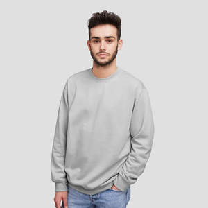 <b>Men's</b> Fleece Crewneck <b>Grey</b> <b>Sweatshirt</b> Thick Loose fit Soft Basic Pullover <b>Sweatshirt</b> - Product Image 1